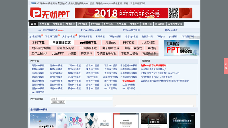 『无忧ppt』ppt免费下载，ppt模板，ppt素材，ppt背景，ppt图片，ppt模版，幻灯片母版，幻灯片模板，powerpoint模板，ppt制作免费下载的门户网站 缩略图